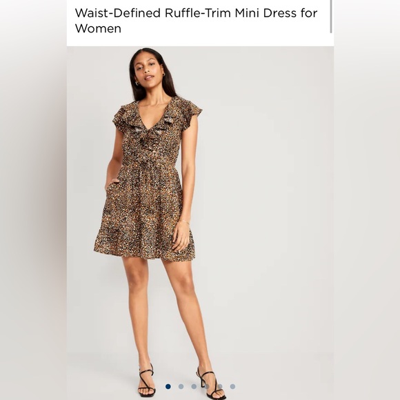 Waist Defined Ruffle Leopard Mini Dress - Picture 1 of 5